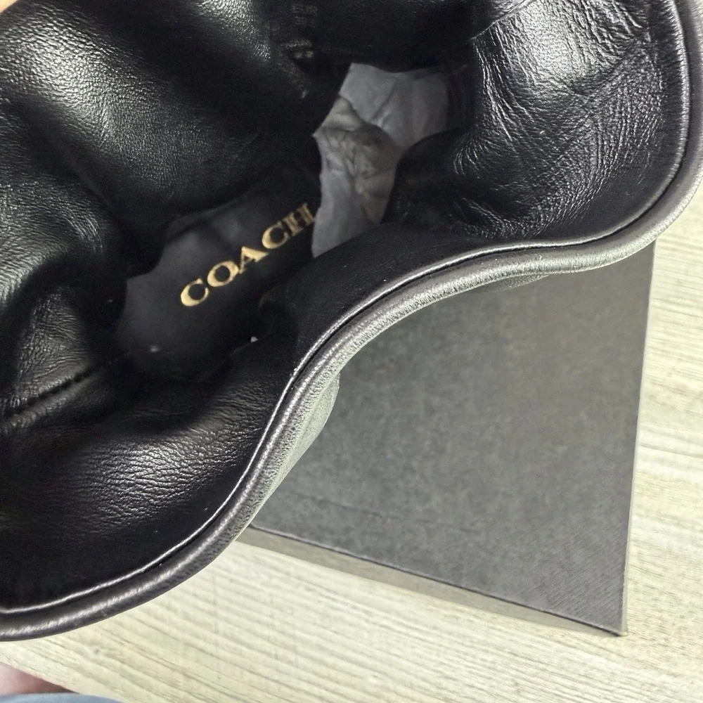 Coach Wynie Bootie C6762 Black Leather Pointed Toe Drawstring Boots Women's 9 B